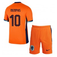 Camisa de time de futebol Holanda Memphis Depay #10 Replicas 1º Equipamento Infantil Europeu 2024 Manga Curta (+ Calças curtas)